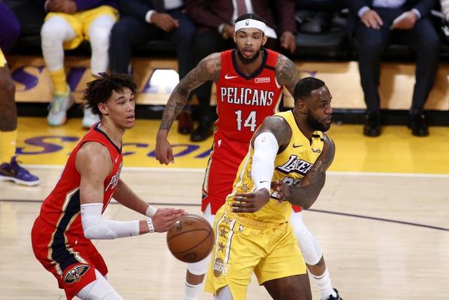 NBA常规赛：戴维斯拿下35分带领洛杉矶湖人队以123:108击败新奥尔良鹈鹕队